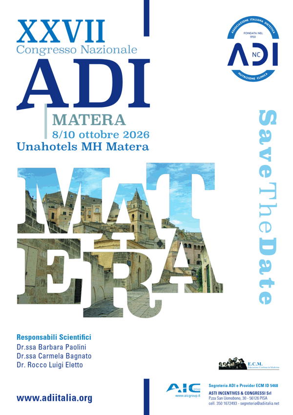 Save the Date XXVII Congresso Nazionale ADI - Matera 8-10 ottobre 2026